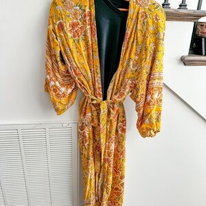 Floral Yellow Kimono / Cardigan / Cover Up / Duster / Robe